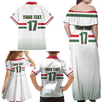 Custom Hungary Ice Hockey Family Matching Off Shoulder Maxi Dress and Hawaiian Shirt White Style Come on Magyars