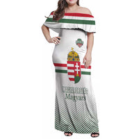 Custom Hungary Ice Hockey Family Matching Off Shoulder Maxi Dress and Hawaiian Shirt White Style Come on Magyars