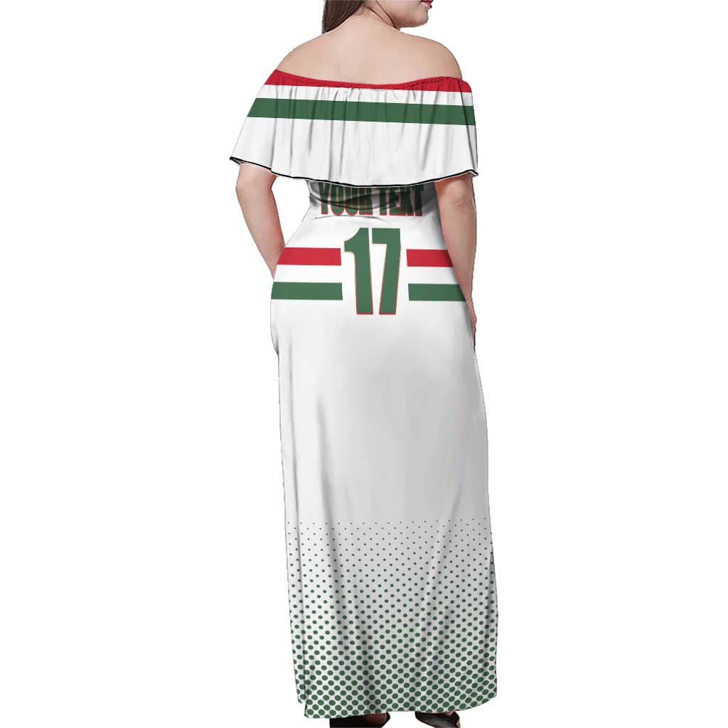 Custom Hungary Ice Hockey Family Matching Off Shoulder Maxi Dress and Hawaiian Shirt White Style Come on Magyars