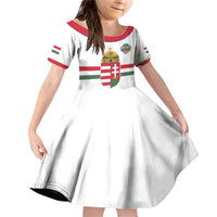 Custom Hungary Ice Hockey Family Matching Off Shoulder Short Dress and Hawaiian Shirt White Style Come on Magyars