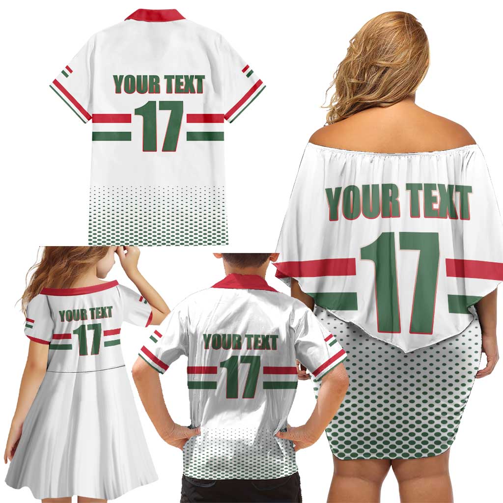 Custom Hungary Ice Hockey Family Matching Off Shoulder Short Dress and Hawaiian Shirt White Style Come on Magyars