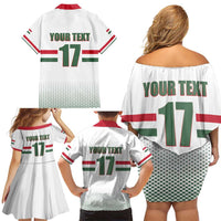 Custom Hungary Ice Hockey Family Matching Off Shoulder Short Dress and Hawaiian Shirt White Style Come on Magyars