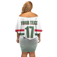 Custom Hungary Ice Hockey Family Matching Off Shoulder Short Dress and Hawaiian Shirt White Style Come on Magyars