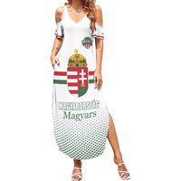 Custom Hungary Ice Hockey Family Matching Summer Maxi Dress and Hawaiian Shirt White Style Come on Magyars