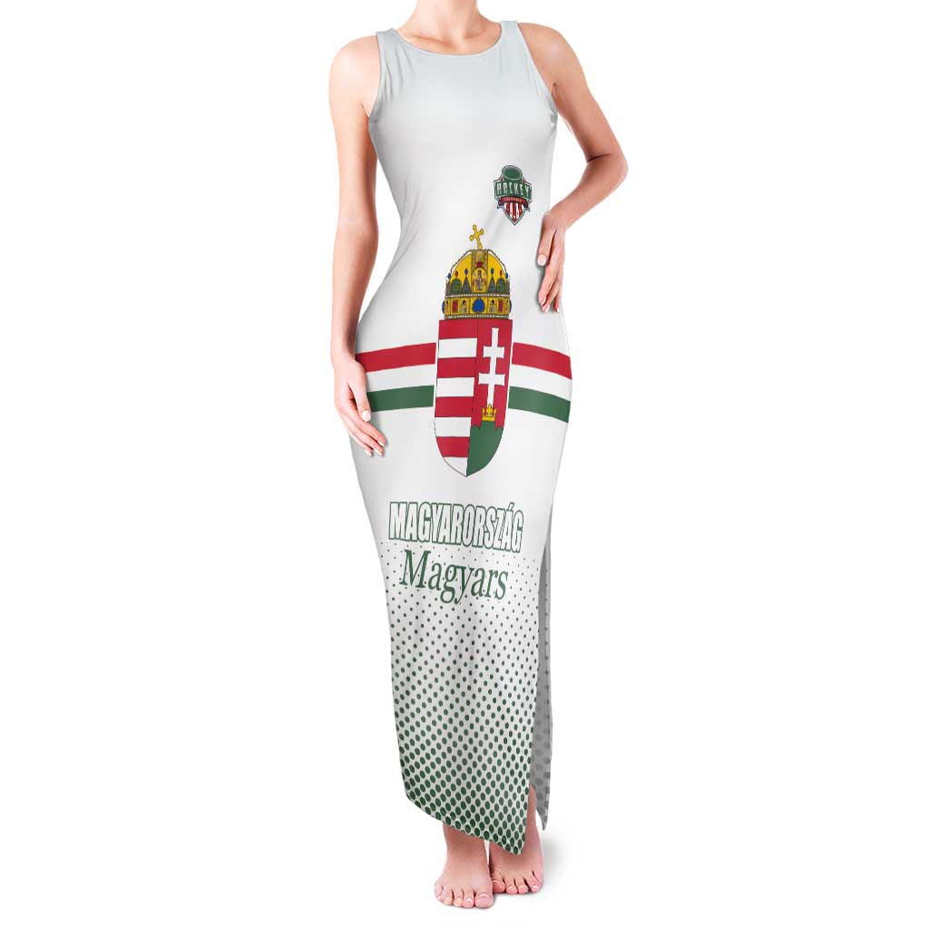 Custom Hungary Ice Hockey Family Matching Tank Maxi Dress and Hawaiian Shirt White Style Come on Magyars