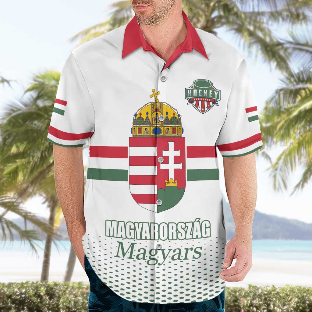 Custom Hungary Ice Hockey Hawaiian Shirt White Style Come on Magyars
