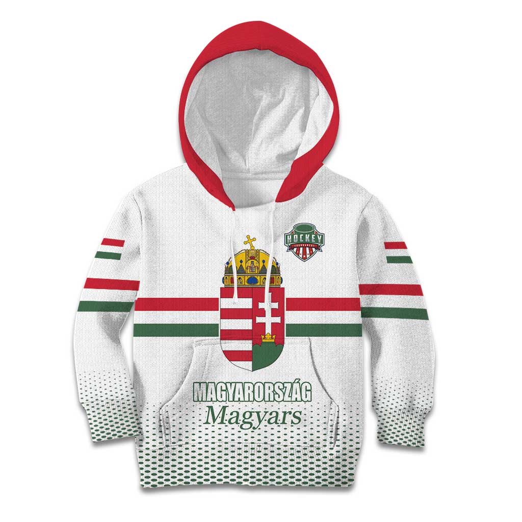 Custom Hungary Ice Hockey Kid Hoodie White Style Come on Magyars