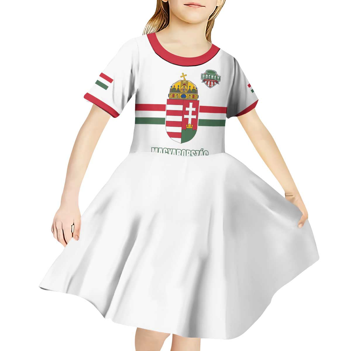 Custom Hungary Ice Hockey Kid Short Sleeve Dress White Style Come on Magyars