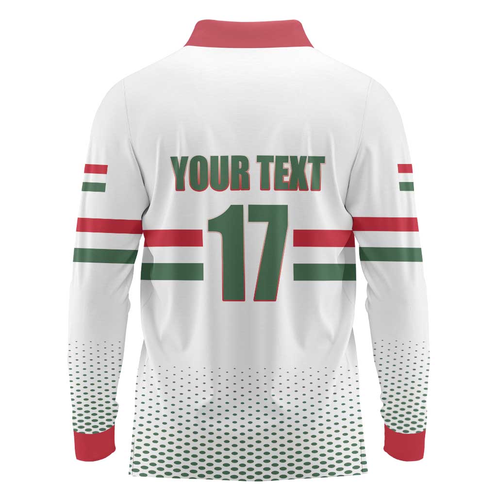 Custom Hungary Ice Hockey Long Sleeve Polo Shirt White Style Come on Magyars