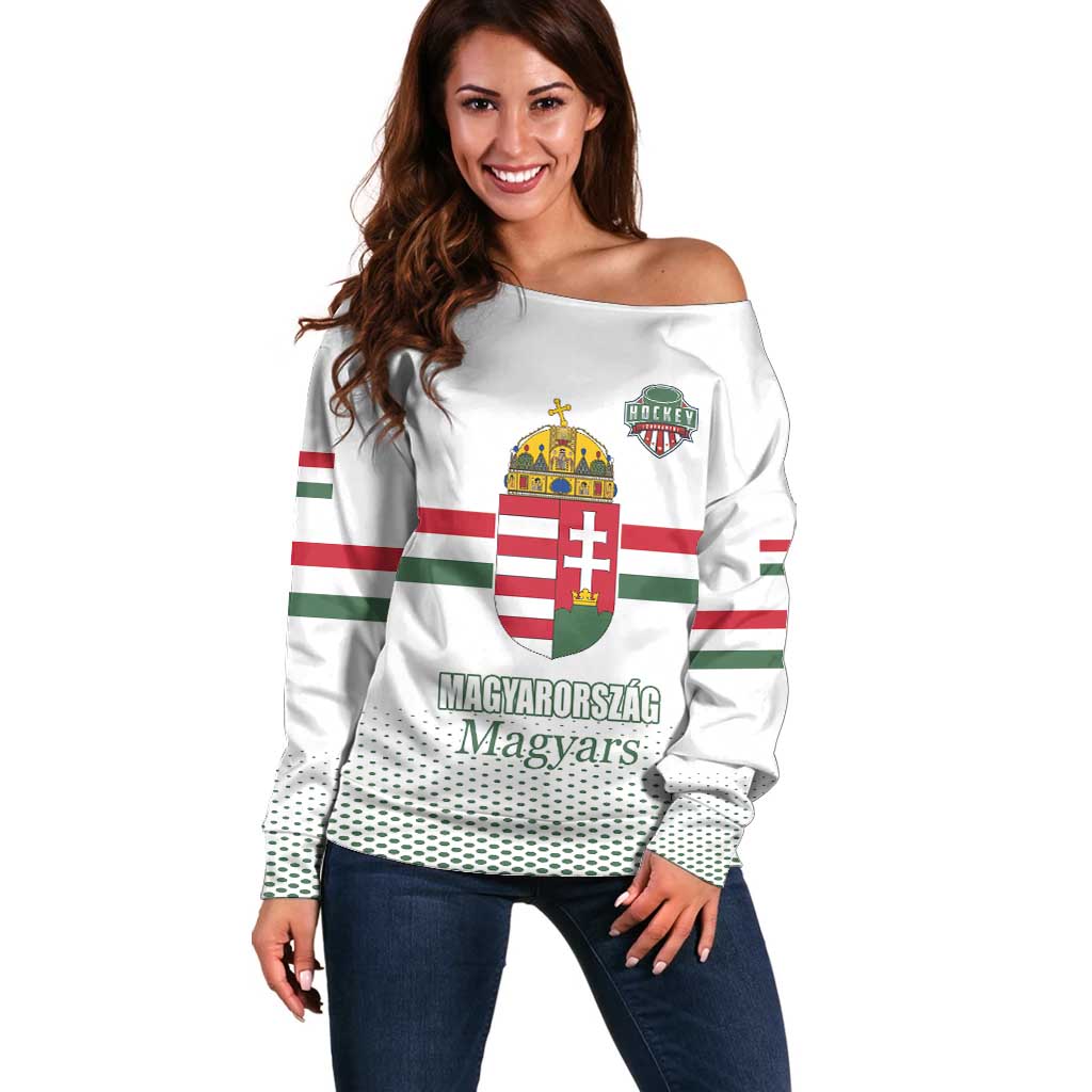 Custom Hungary Ice Hockey Off Shoulder Sweater White Style Come on Magyars