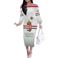 Custom Hungary Ice Hockey Off The Shoulder Long Sleeve Dress White Style Come on Magyars