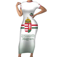 Custom Hungary Ice Hockey Short Sleeve Bodycon Dress White Style Come on Magyars