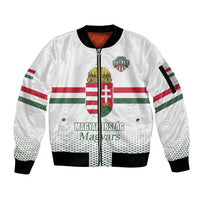 Custom Hungary Ice Hockey Sleeve Zip Bomber Jacket White Style Come on Magyars