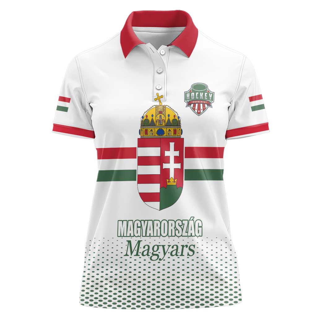 Custom Hungary Ice Hockey Women Polo Shirt White Style Come on Magyars