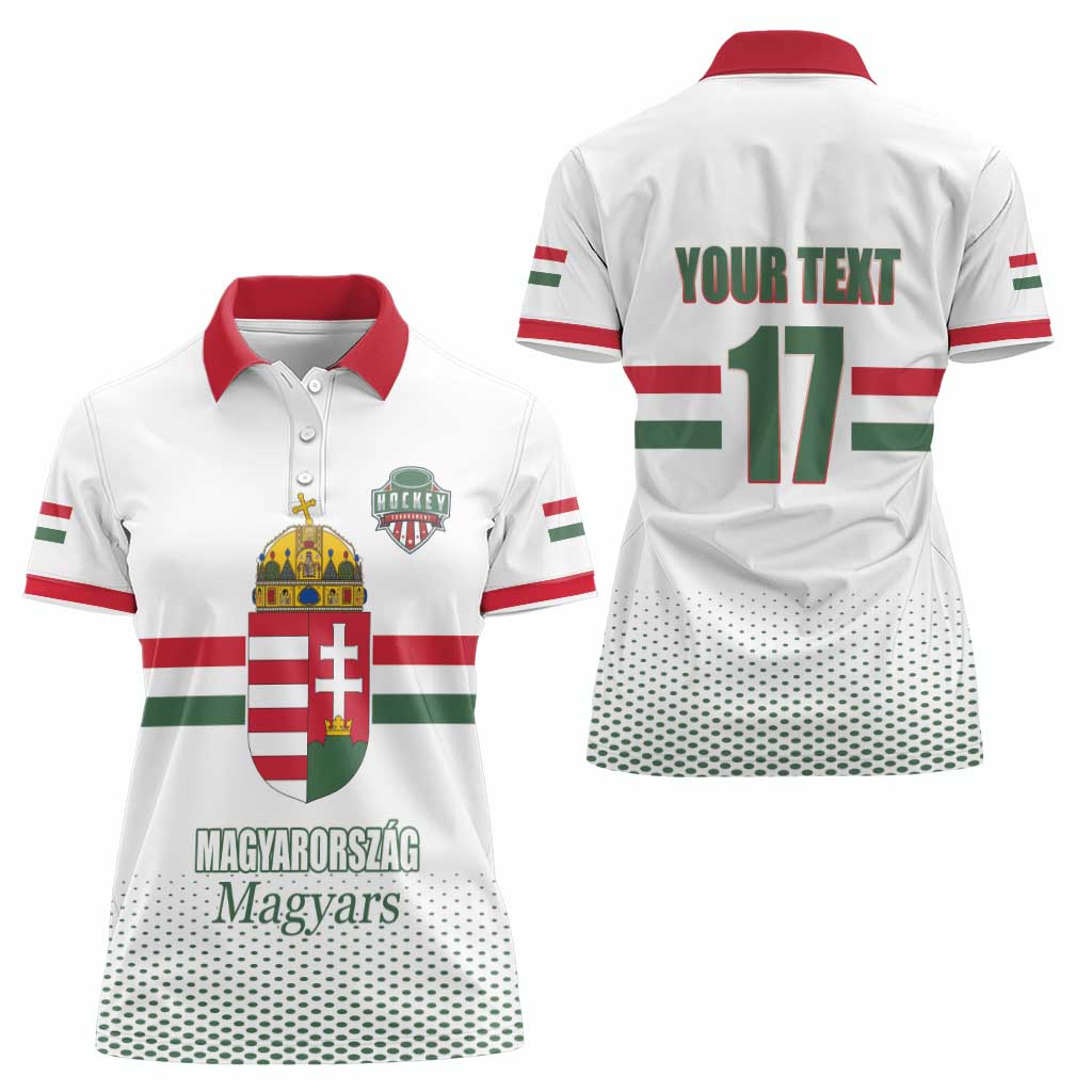 Custom Hungary Ice Hockey Women Polo Shirt White Style Come on Magyars