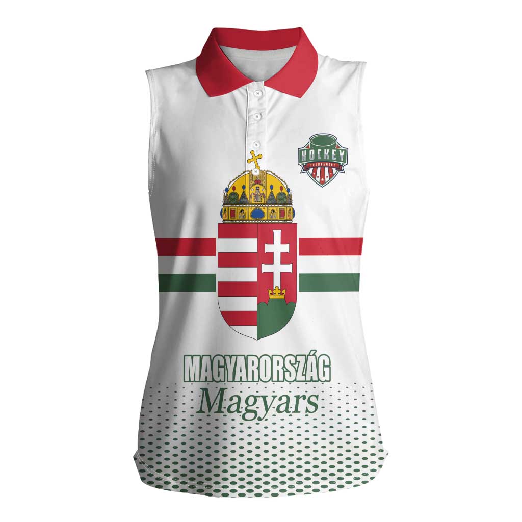 Custom Hungary Ice Hockey Women Sleeveless Polo Shirt White Style Come on Magyars
