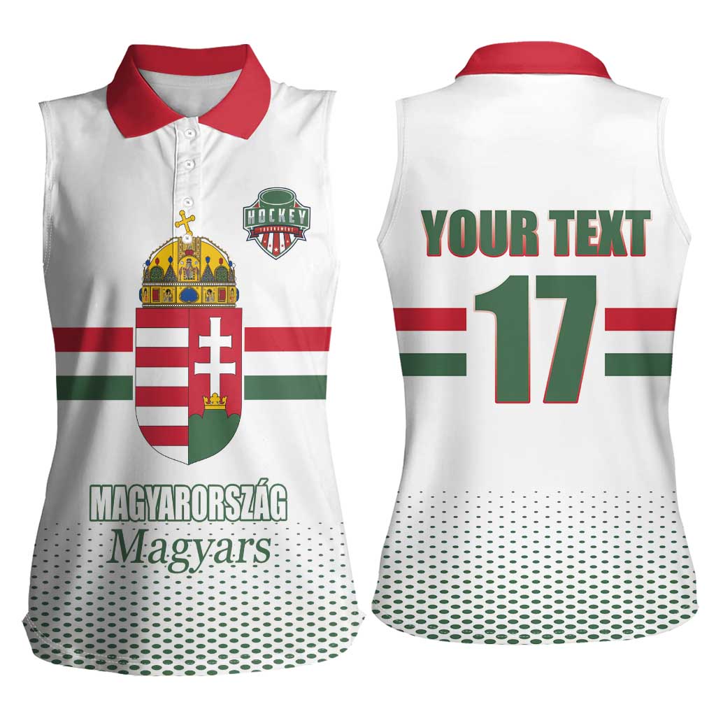 Custom Hungary Ice Hockey Women Sleeveless Polo Shirt White Style Come on Magyars