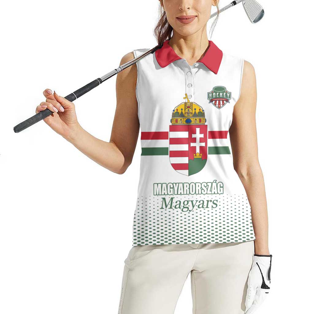 Custom Hungary Ice Hockey Women Sleeveless Polo Shirt White Style Come on Magyars