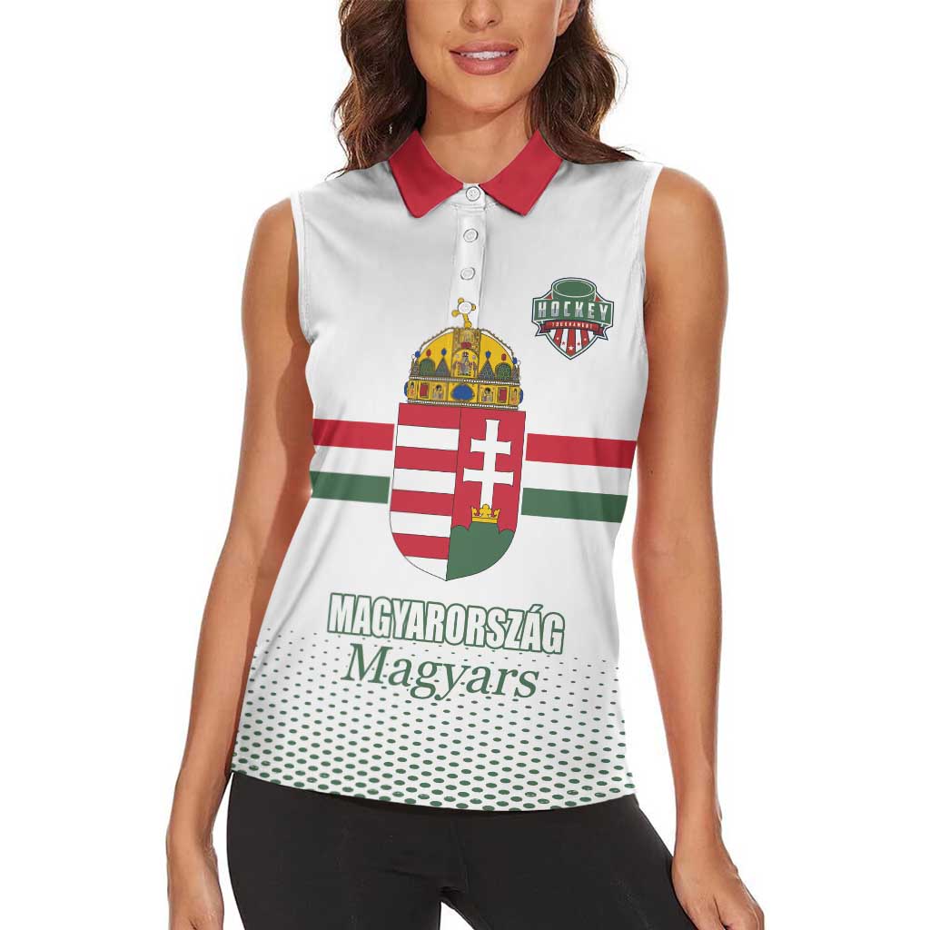 Custom Hungary Ice Hockey Women Sleeveless Polo Shirt White Style Come on Magyars