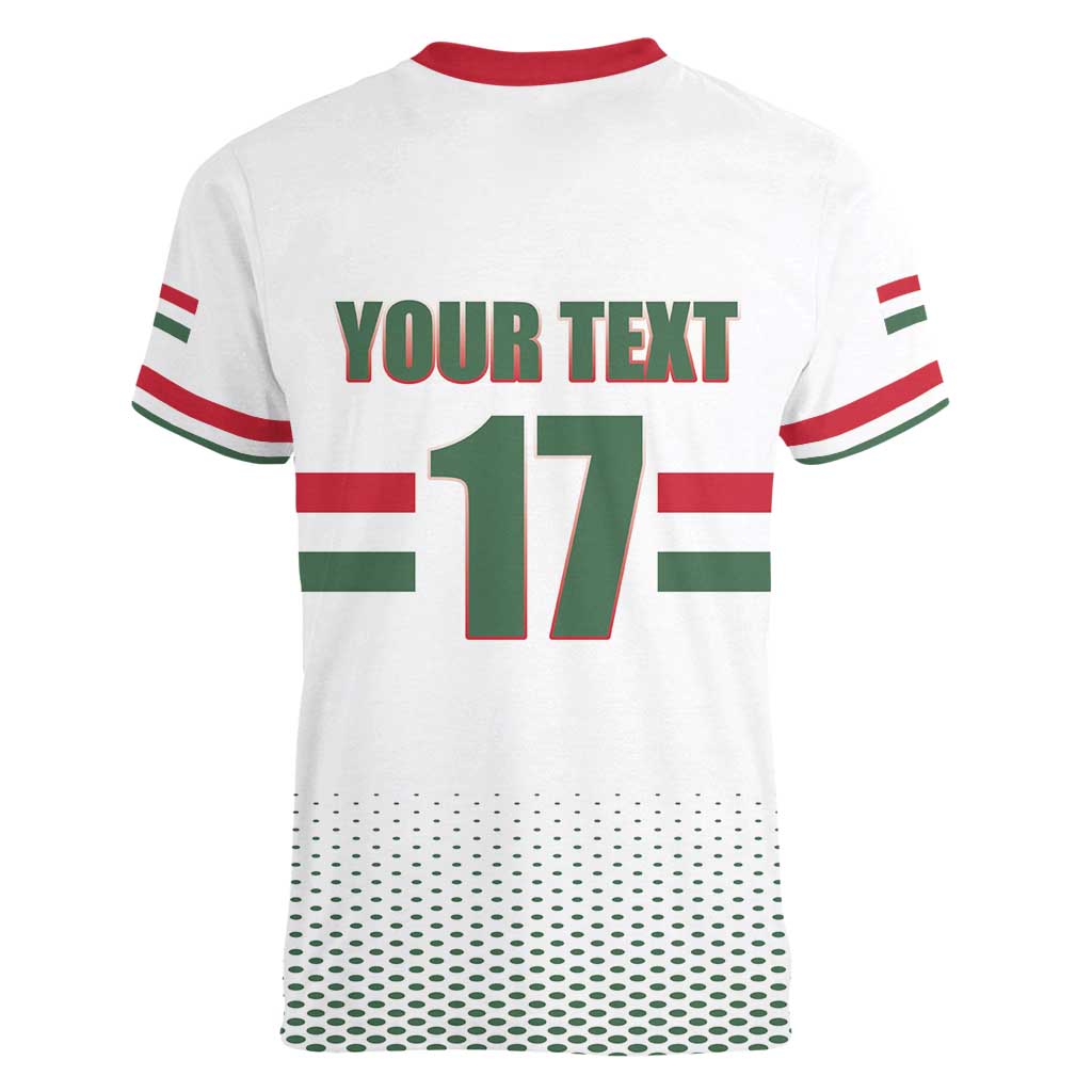 Custom Hungary Ice Hockey Women V-Neck T-Shirt White Style Come on Magyars