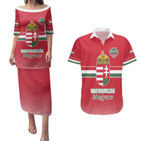 Custom Hungary Ice Hockey Couples Matching Puletasi and Hawaiian Shirt Red Style Come on Magyars