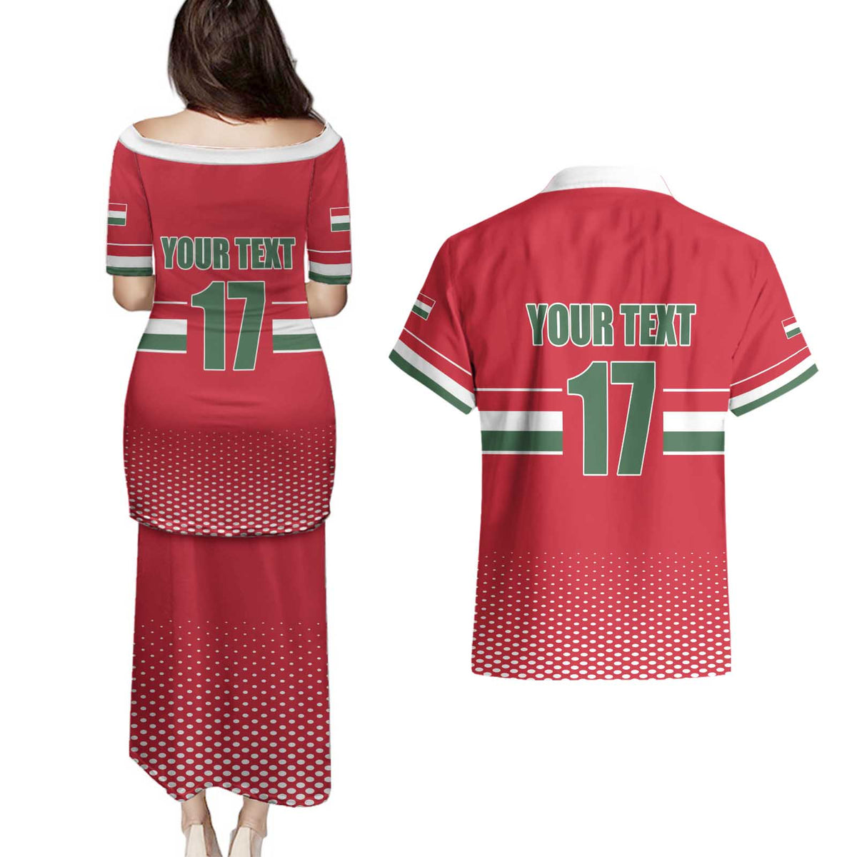 Custom Hungary Ice Hockey Couples Matching Puletasi and Hawaiian Shirt Red Style Come on Magyars