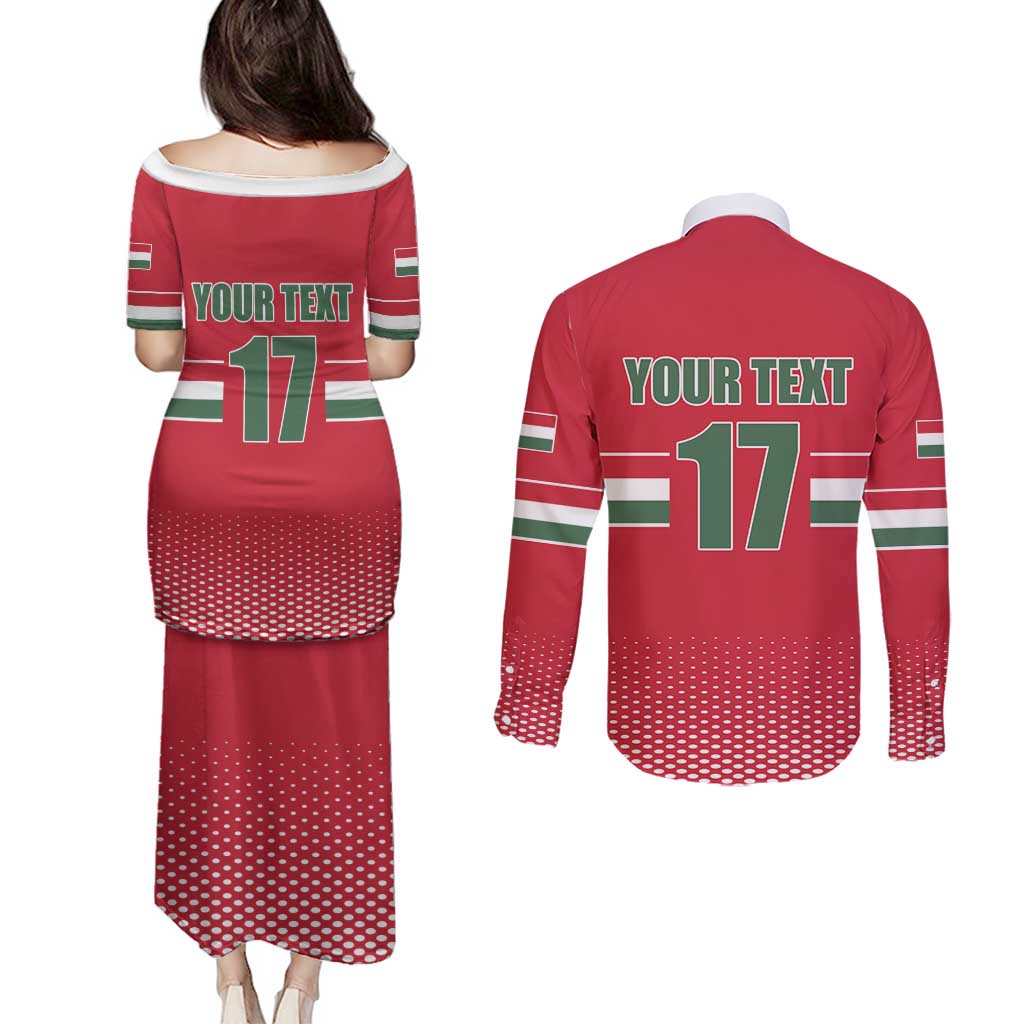 Custom Hungary Ice Hockey Couples Matching Puletasi and Long Sleeve Button Shirt Red Style Come on Magyars