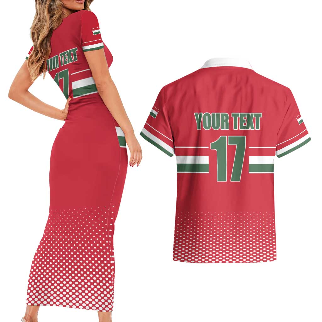 Custom Hungary Ice Hockey Couples Matching Short Sleeve Bodycon Dress and Hawaiian Shirt Red Style Come on Magyars