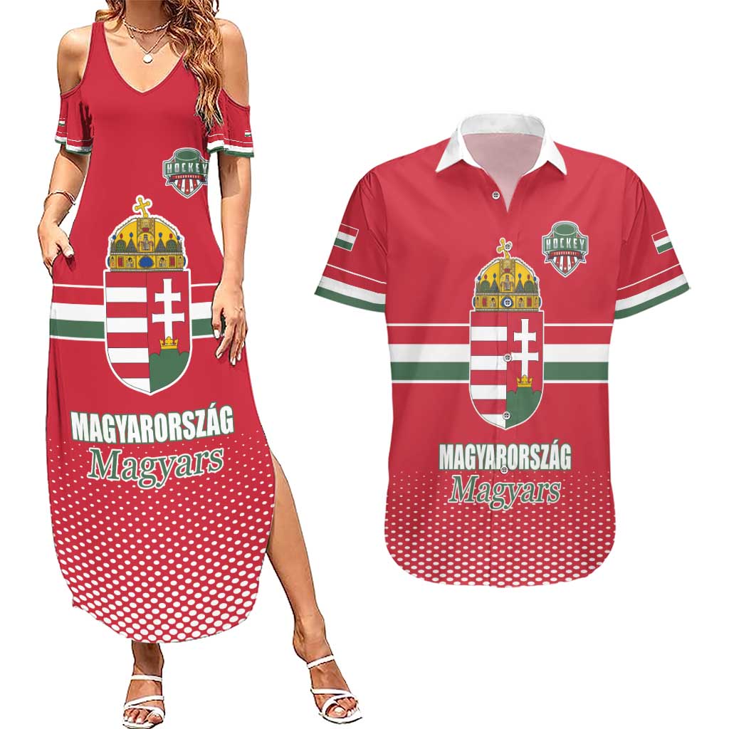 Custom Hungary Ice Hockey Couples Matching Summer Maxi Dress and Hawaiian Shirt Red Style Come on Magyars
