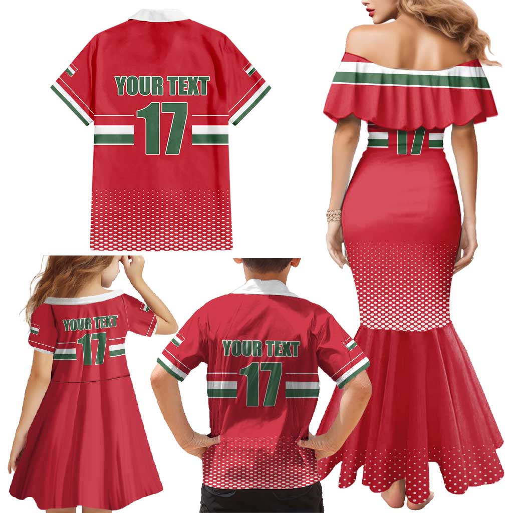 Custom Hungary Ice Hockey Family Matching Mermaid Dress and Hawaiian Shirt Red Style Come on Magyars