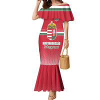 Custom Hungary Ice Hockey Family Matching Mermaid Dress and Hawaiian Shirt Red Style Come on Magyars