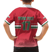 Custom Hungary Ice Hockey Family Matching Off The Shoulder Long Sleeve Dress and Hawaiian Shirt Red Style Come on Magyars