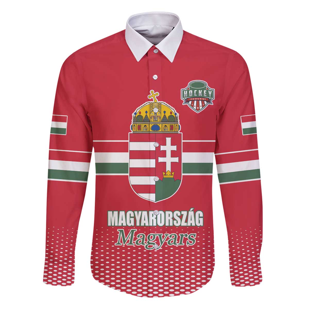 Custom Hungary Ice Hockey Family Matching Off The Shoulder Long Sleeve Dress and Hawaiian Shirt Red Style Come on Magyars