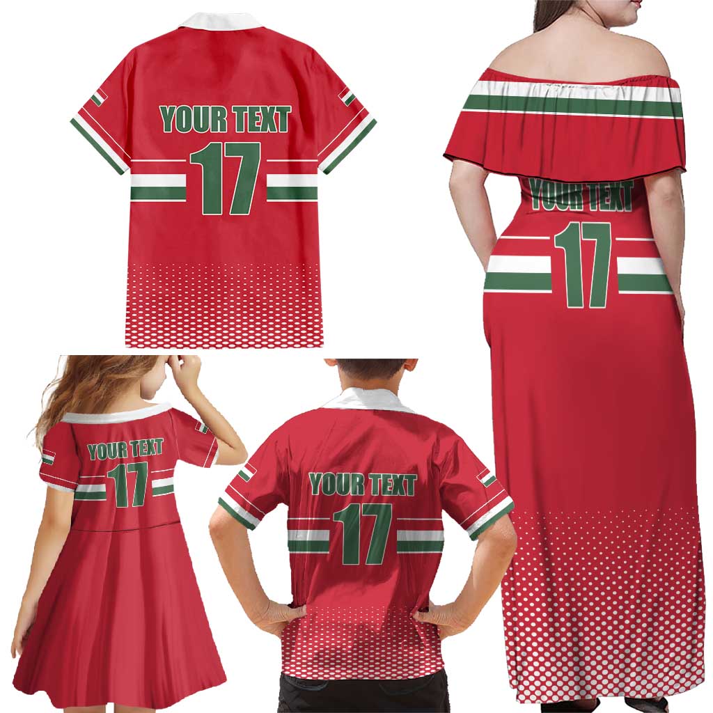 Custom Hungary Ice Hockey Family Matching Off Shoulder Maxi Dress and Hawaiian Shirt Red Style Come on Magyars