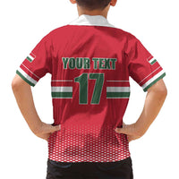 Custom Hungary Ice Hockey Family Matching Off Shoulder Short Dress and Hawaiian Shirt Red Style Come on Magyars