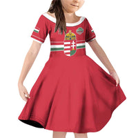 Custom Hungary Ice Hockey Family Matching Off Shoulder Short Dress and Hawaiian Shirt Red Style Come on Magyars