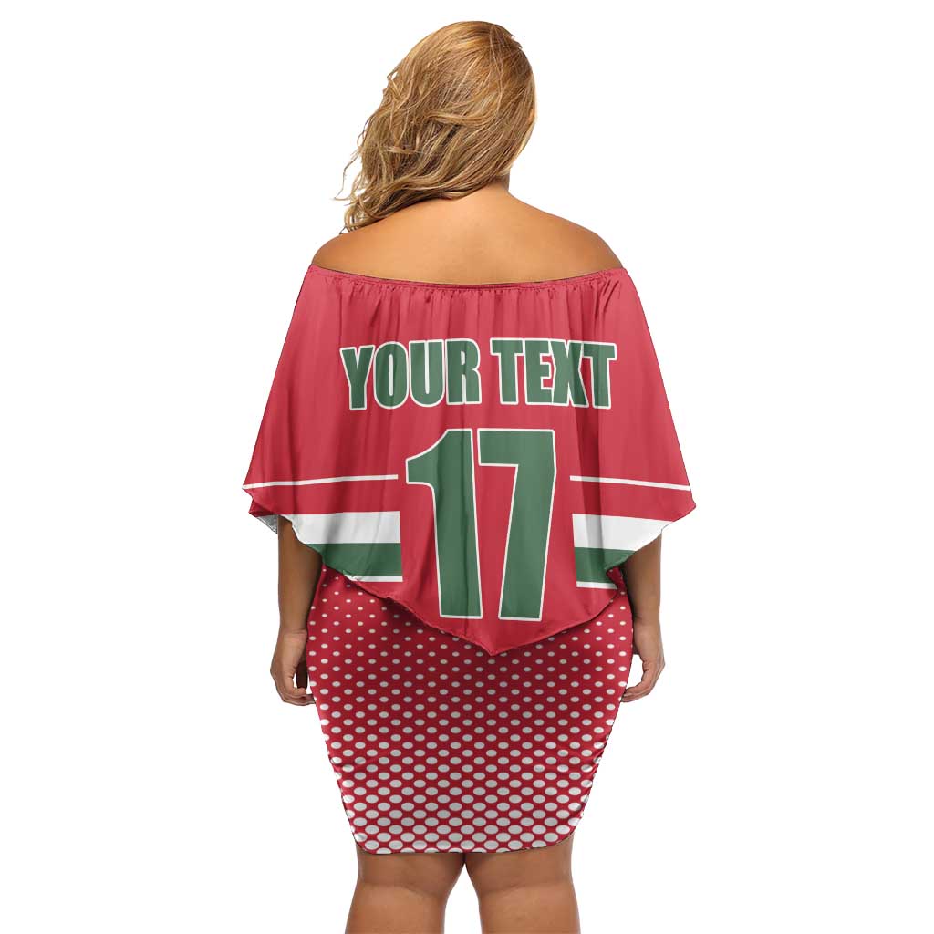Custom Hungary Ice Hockey Family Matching Off Shoulder Short Dress and Hawaiian Shirt Red Style Come on Magyars