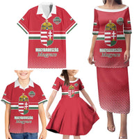 Custom Hungary Ice Hockey Family Matching Puletasi and Hawaiian Shirt Red Style Come on Magyars