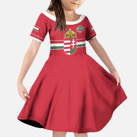 Custom Hungary Ice Hockey Family Matching Short Sleeve Bodycon Dress and Hawaiian Shirt Red Style Come on Magyars
