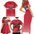 Custom Hungary Ice Hockey Family Matching Short Sleeve Bodycon Dress and Hawaiian Shirt Red Style Come on Magyars