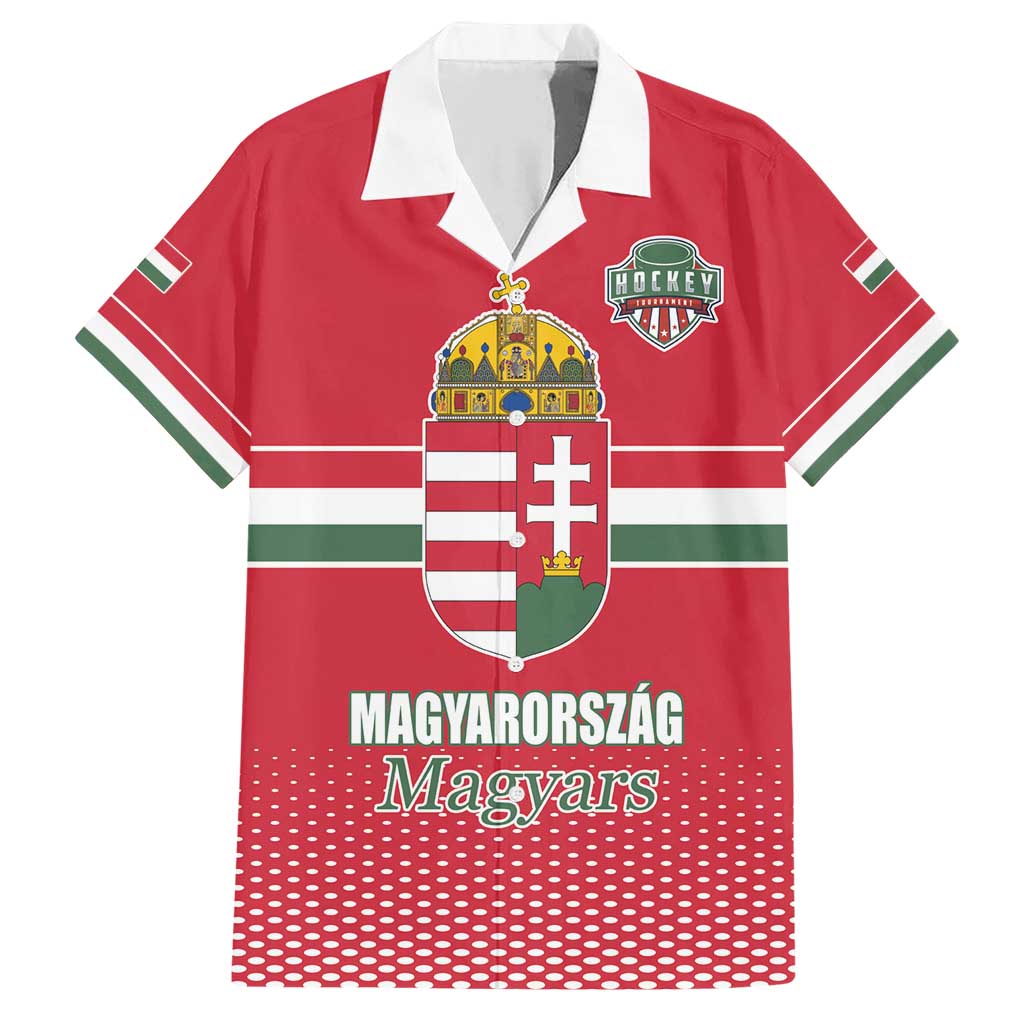 Custom Hungary Ice Hockey Family Matching Short Sleeve Bodycon Dress and Hawaiian Shirt Red Style Come on Magyars