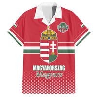 Custom Hungary Ice Hockey Family Matching Short Sleeve Bodycon Dress and Hawaiian Shirt Red Style Come on Magyars