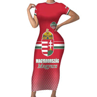 Custom Hungary Ice Hockey Family Matching Short Sleeve Bodycon Dress and Hawaiian Shirt Red Style Come on Magyars