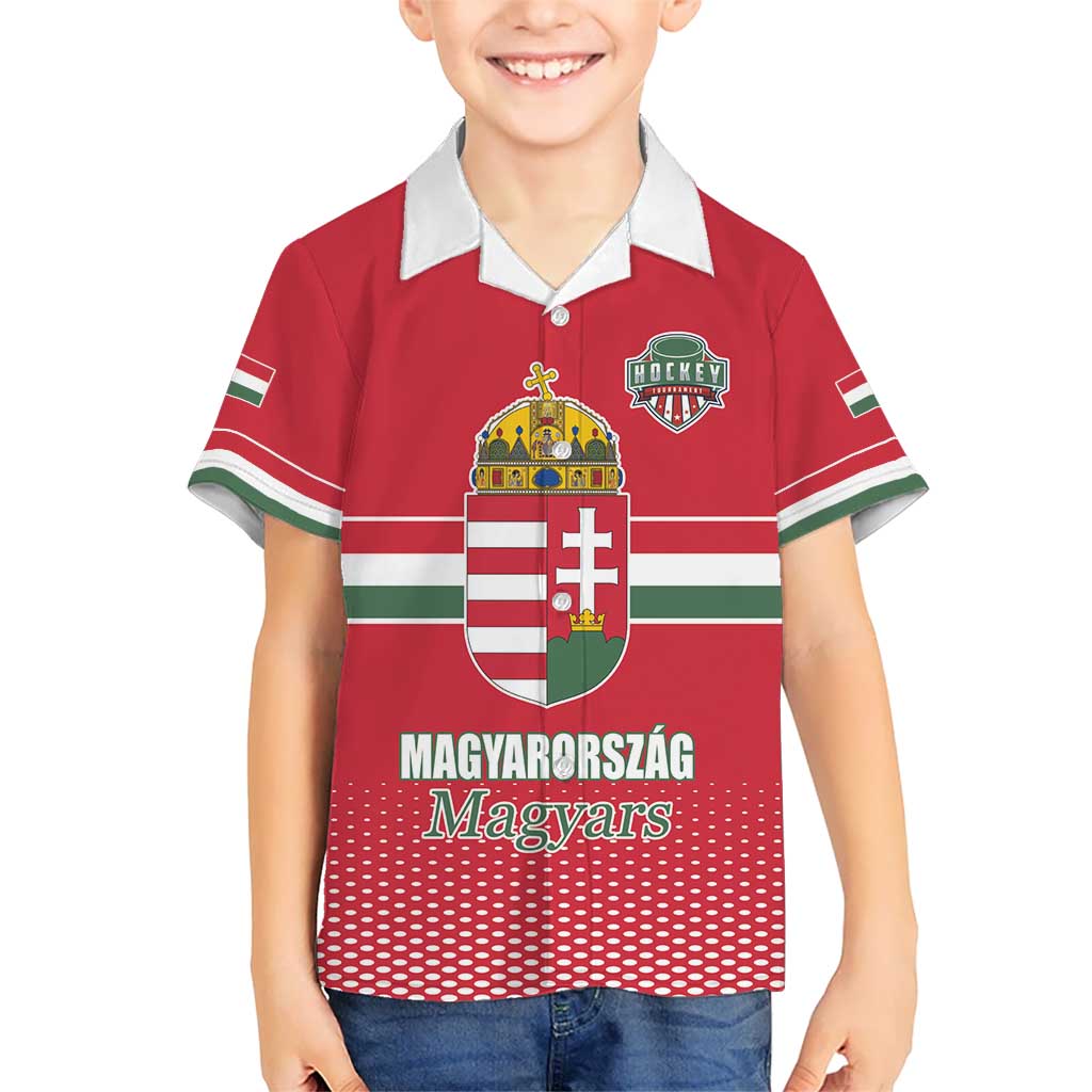 Custom Hungary Ice Hockey Kid Hawaiian Shirt Red Style Come on Magyars