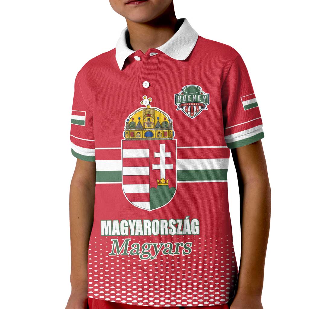 Custom Hungary Ice Hockey Kid Polo Shirt Red Style Come on Magyars
