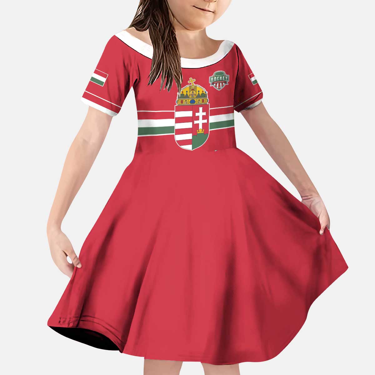 Custom Hungary Ice Hockey Kid Short Sleeve Dress Red Style Come on Magyars