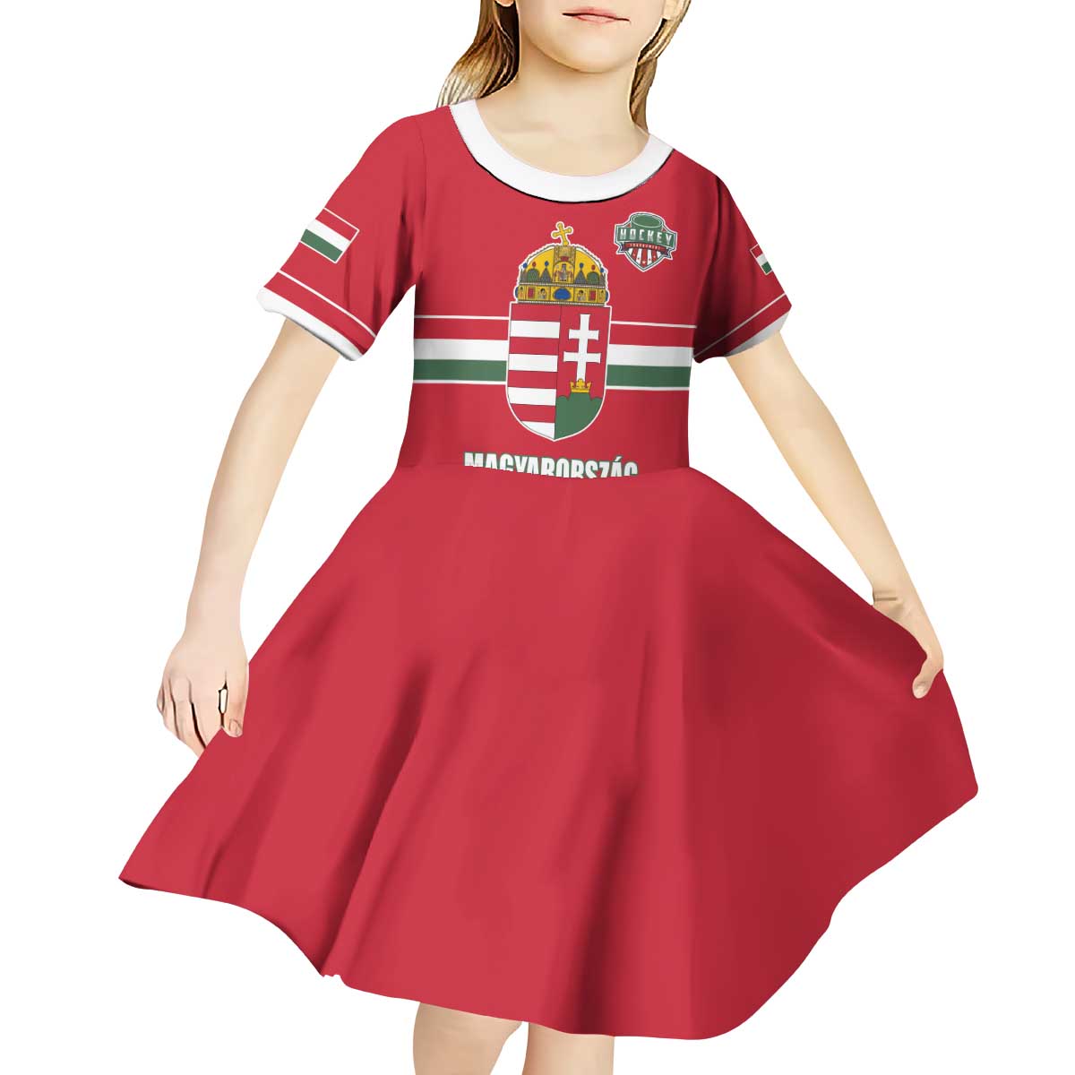Custom Hungary Ice Hockey Kid Short Sleeve Dress Red Style Come on Magyars
