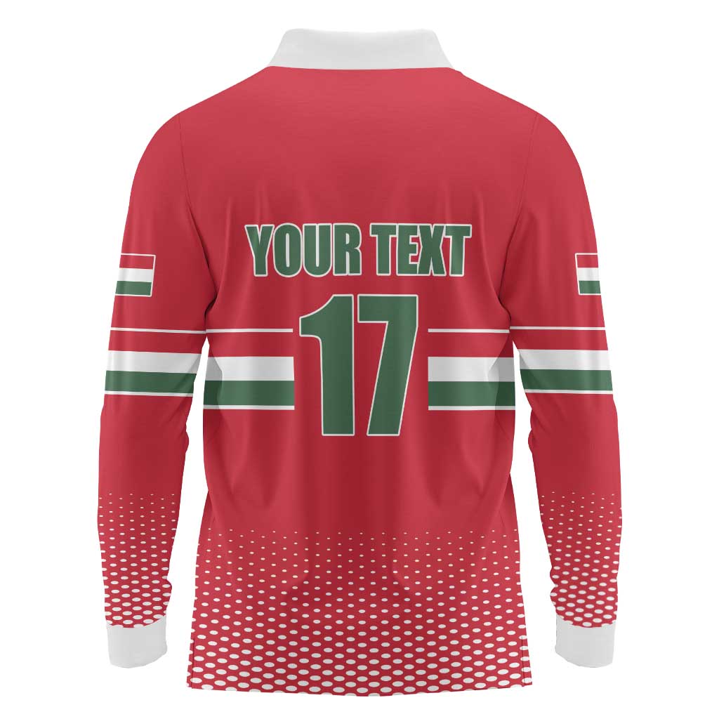 Custom Hungary Ice Hockey Long Sleeve Polo Shirt Red Style Come on Magyars
