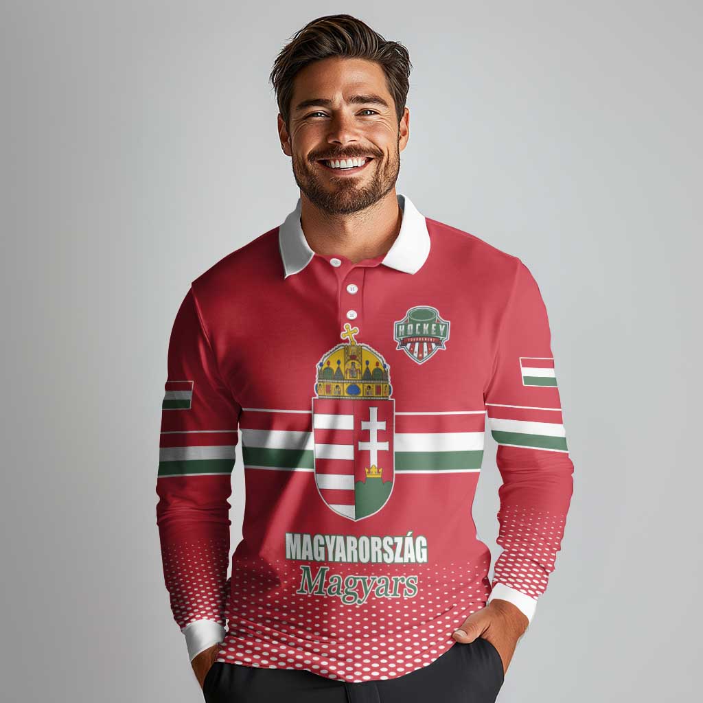 Custom Hungary Ice Hockey Long Sleeve Polo Shirt Red Style Come on Magyars