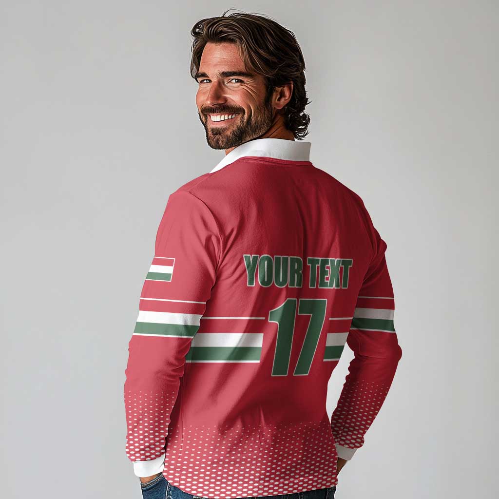 Custom Hungary Ice Hockey Long Sleeve Polo Shirt Red Style Come on Magyars
